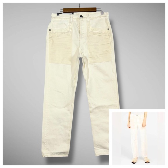 Helmut Lang Denim - Helmut Lang Inside Out Oversized Boyfriend Jeans Womens‎ 25 Ivory Cream $345 NEW